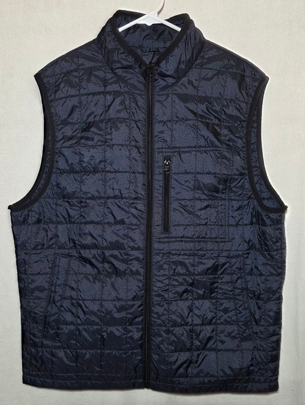Van Heusen Black Square Grid Quilted Vest Full Zip Men's Size Lg